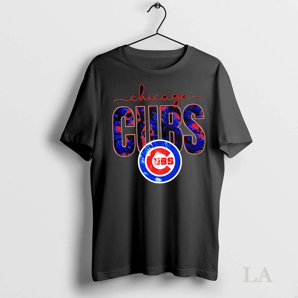 Original Chicago Cubs Skulls Floral Graphic Baseball