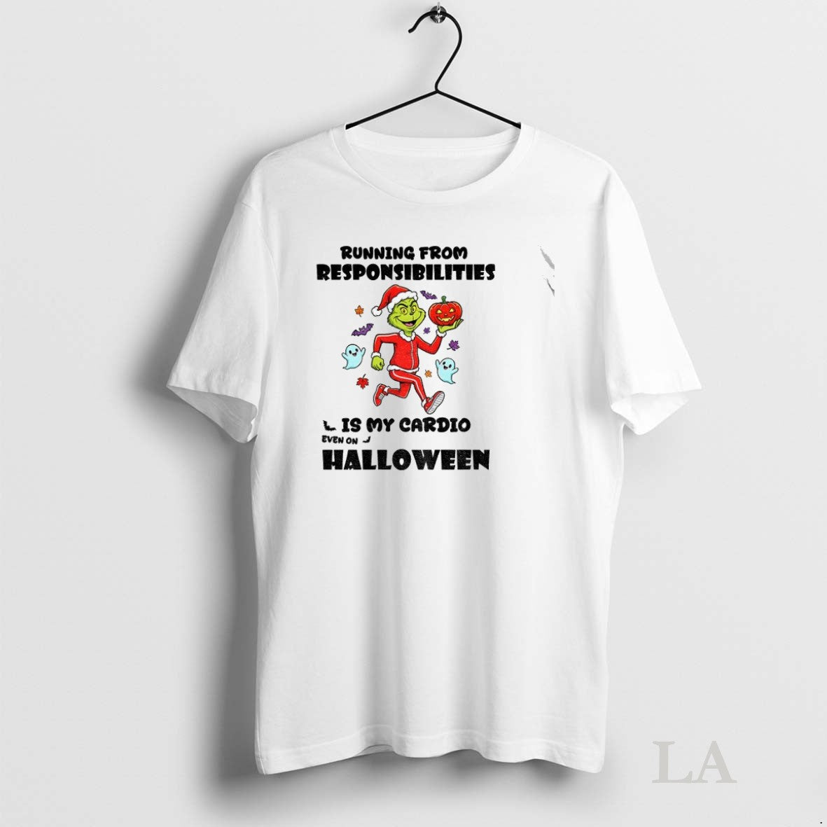 Original Grinch Ghost Running From Responsibilities Is My Cardio Even On Halloween Unisex , , , Long Sleeve Tee