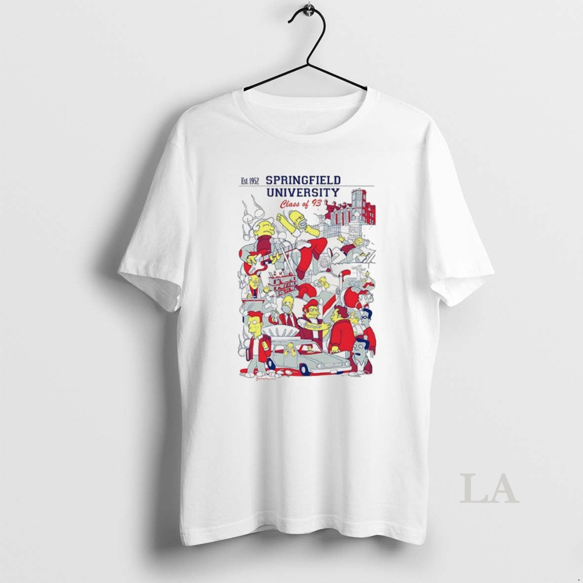 Original Homer Goes Springfield University Class 93 Est 1952 Classic Cartoon T-Shirts