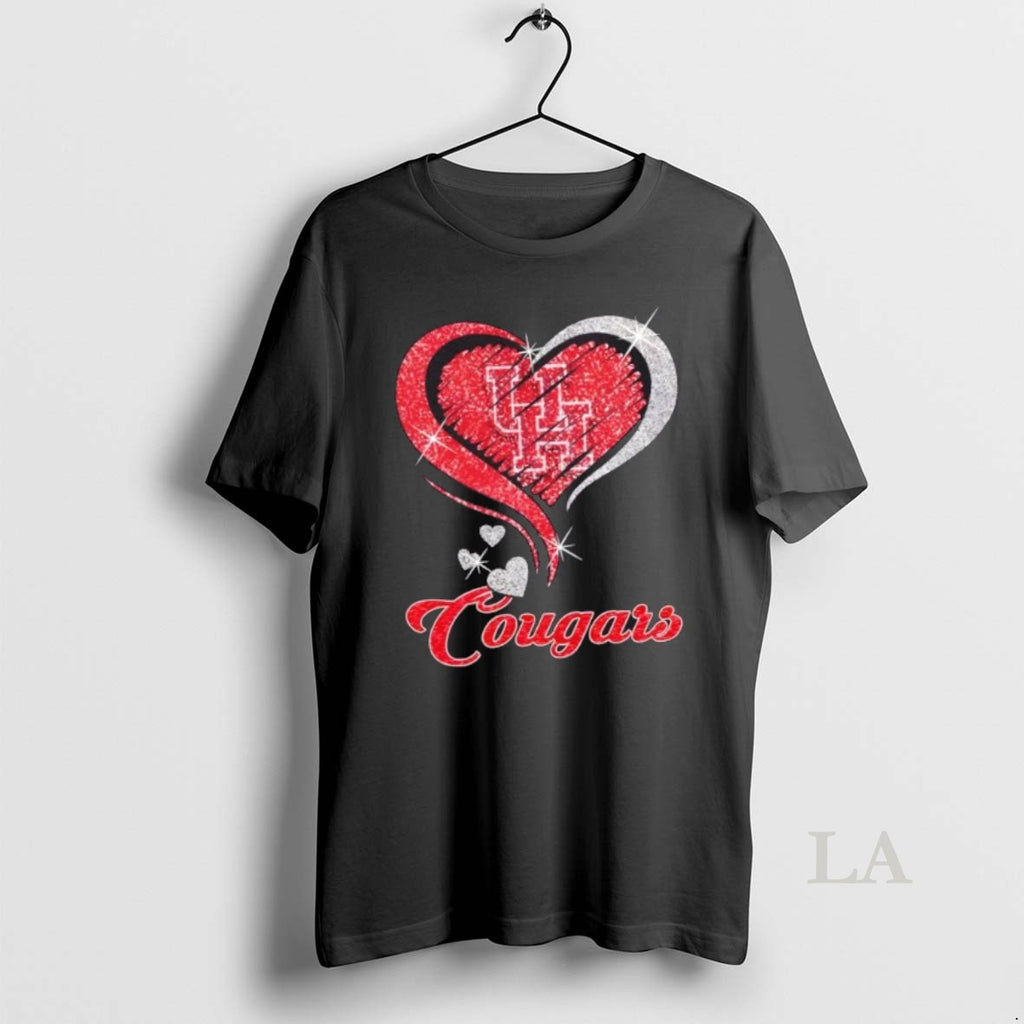 Original Houston Cougars Football In Glitter Heart Fans
