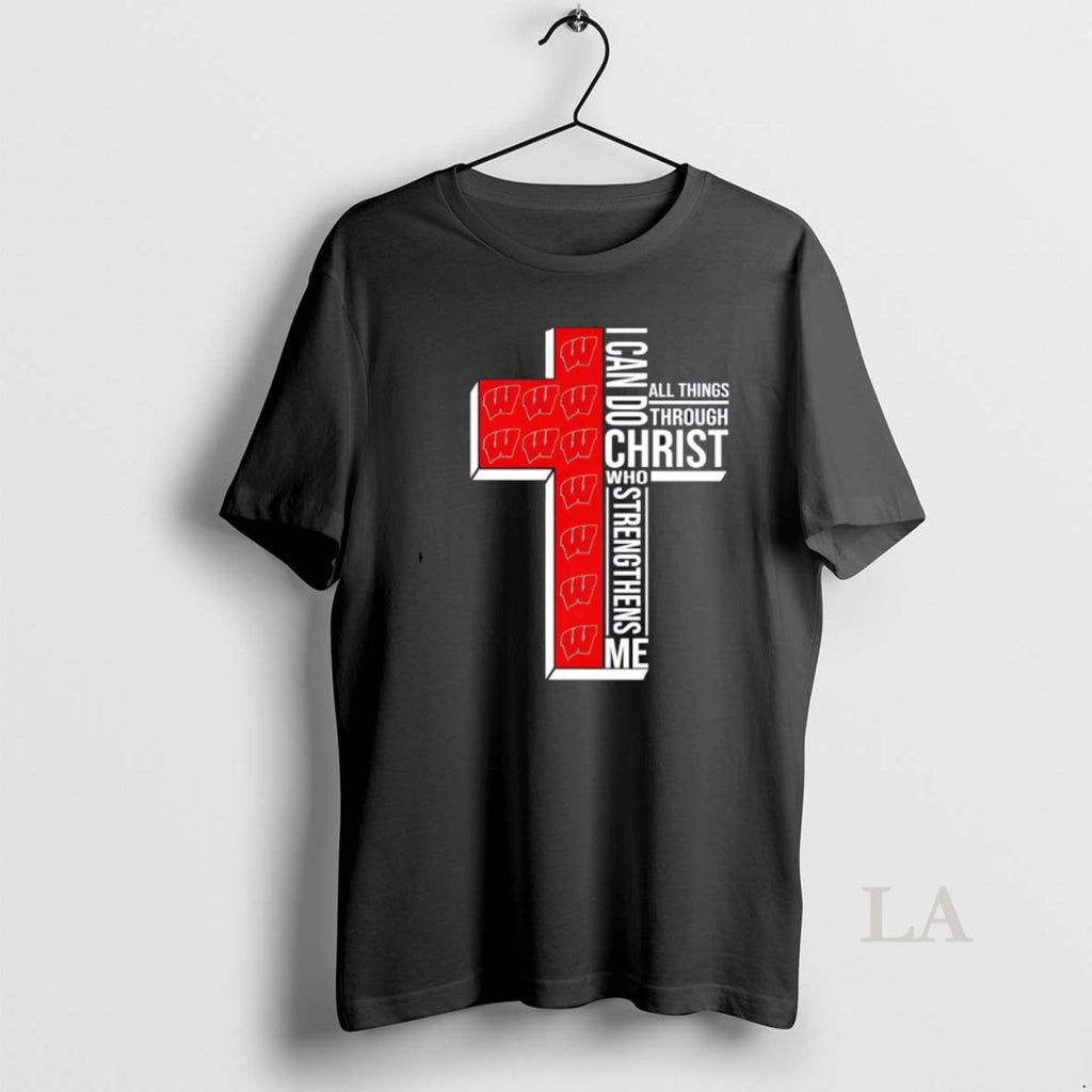 Original I Can Do All Things Through Christ Who Strengthens Me Wisconsin Badgers Basketball Cross