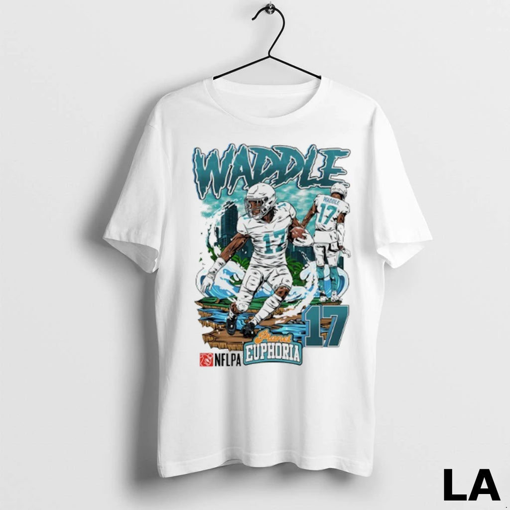 Original Jaylen Waddle 17 Miami Dolphins Player City Skyline Graphic