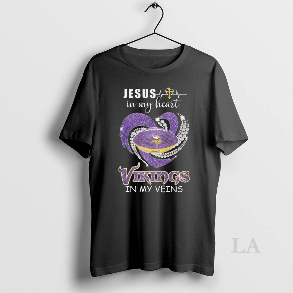 Original Jesus In My Heart Minnesota Vikings In My Veins Diamond Heart 2026