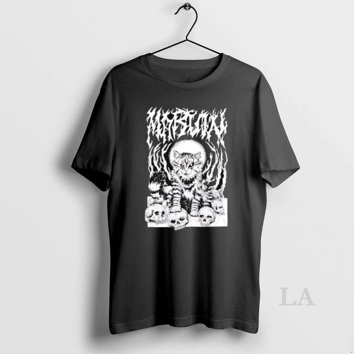 Original Metal Marf By Beefaroni Marvin Skull Cat Graphic Unisex , , , Long Sleeve Tee