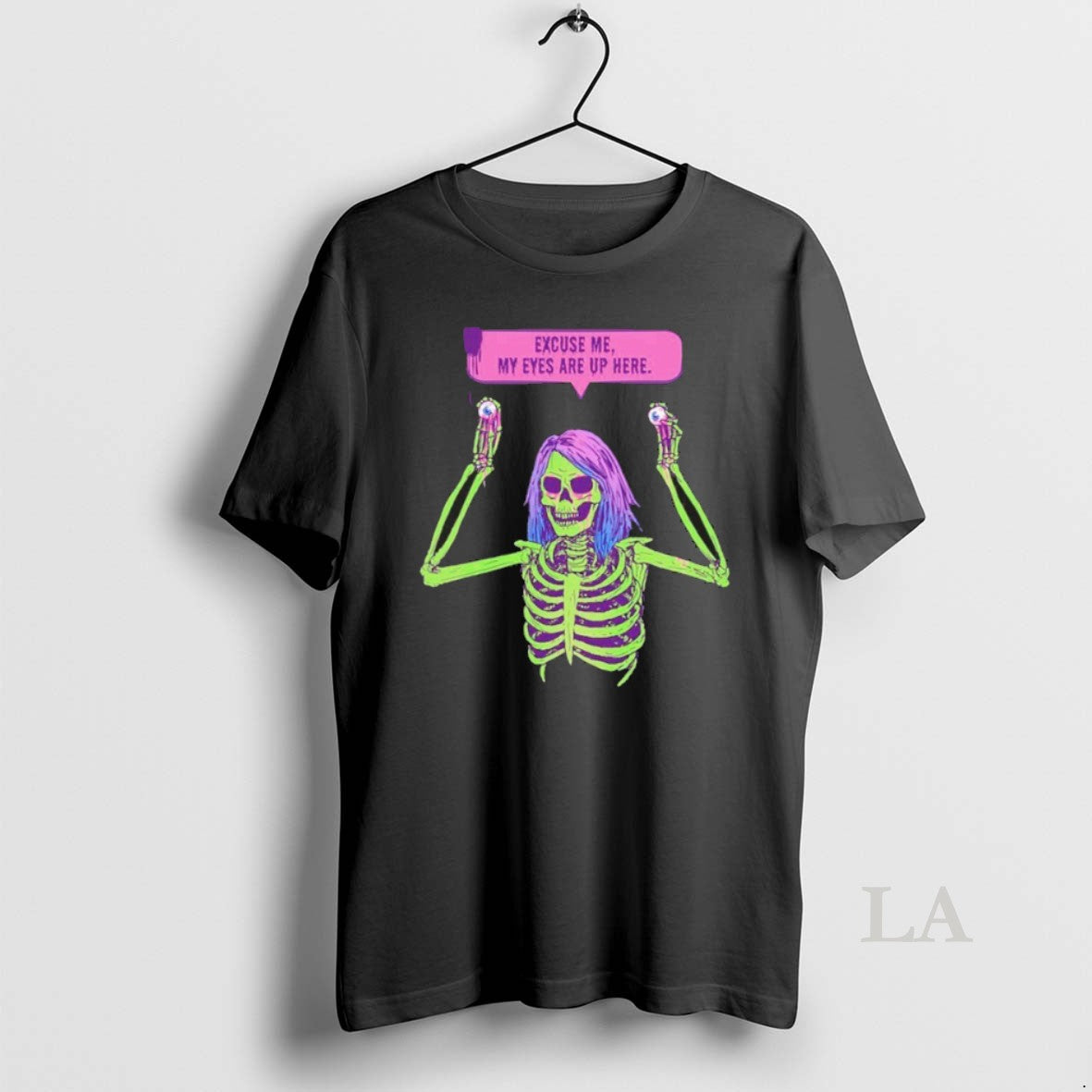 Original My Eyes Are Up Here Creepy Skeleton Eyeballs Halloween Unisex , , , Long Sleeve Tee