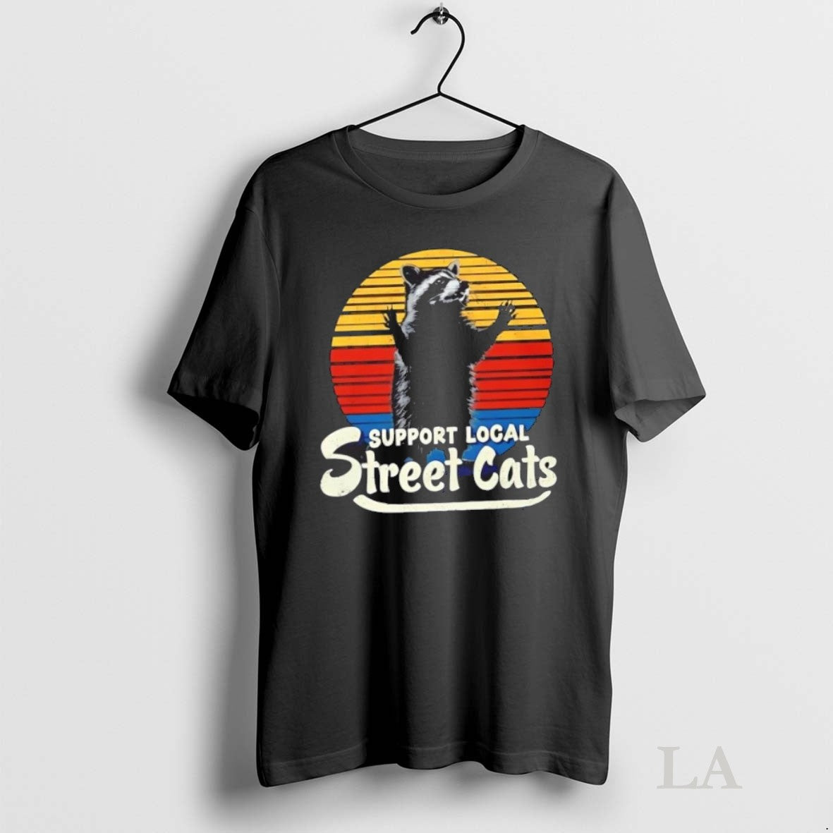 Original Raccoon Support Local Street Cats Retro Unisex , , , Long Sleeve Tee