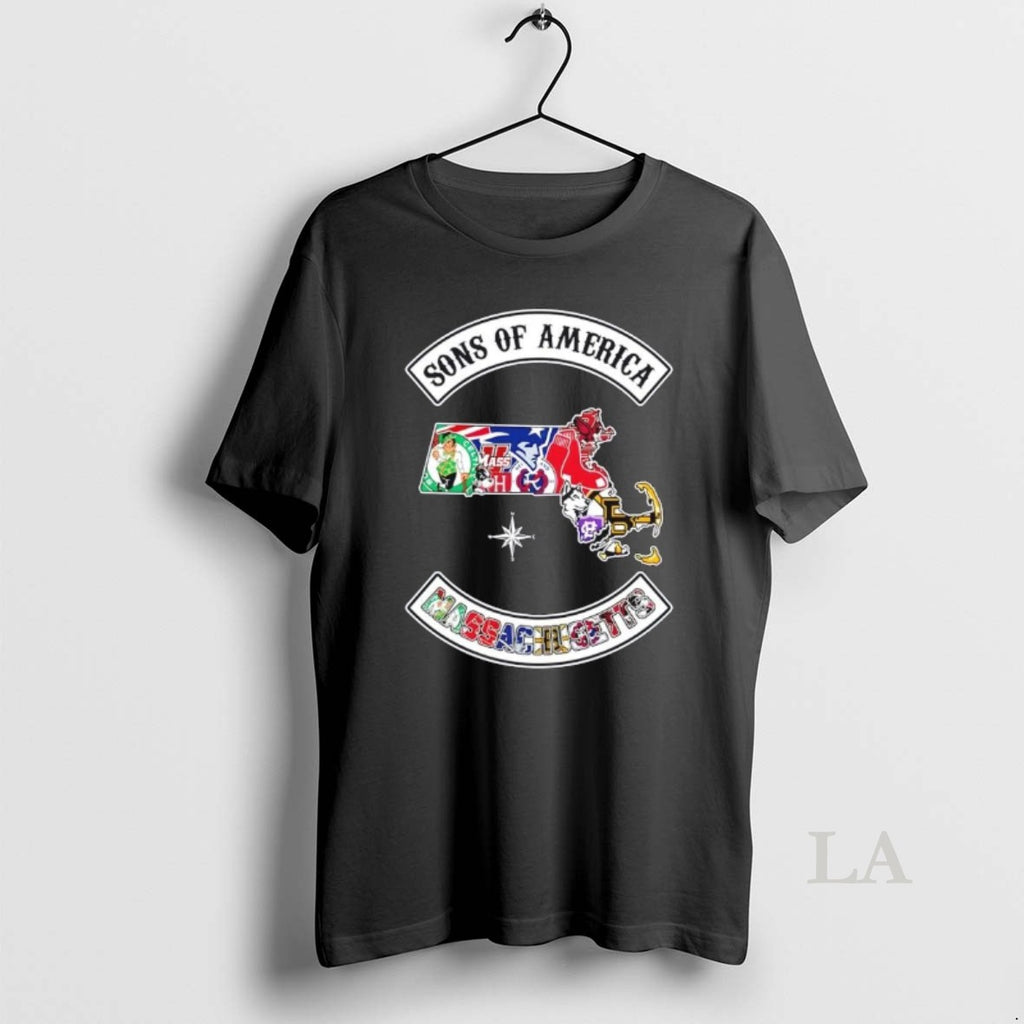 Original Son Of America Massachusetts Map Sports Logos Combine