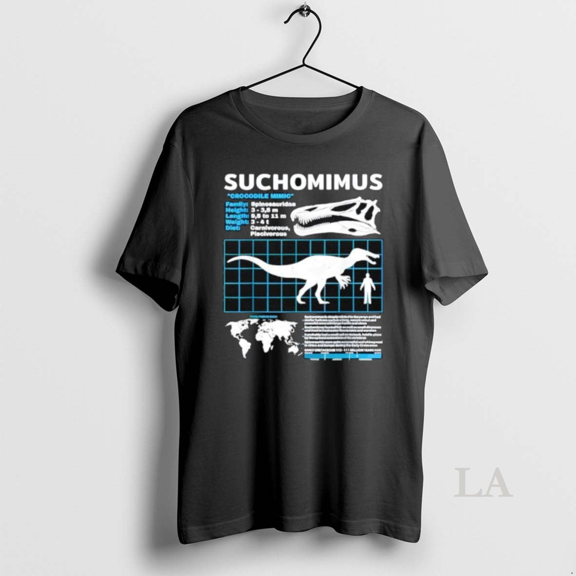 Original Suchomimus Fact Sheet Dinosaur Facts Unisex , , , Long Sleeve Tee