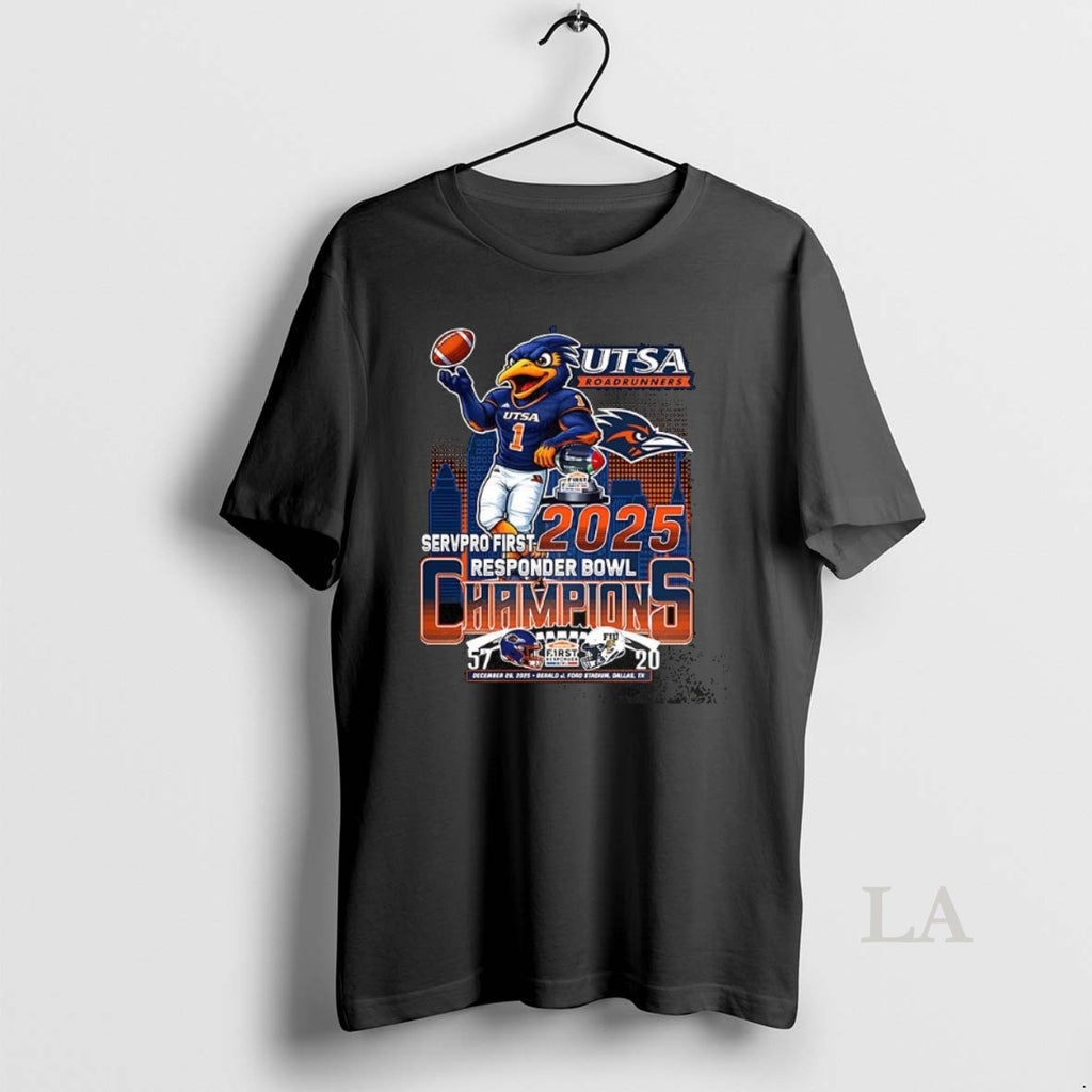 Original Utsa Roadrunners Servpro First Responder Bowl 2025 Trophy Mascot Skyline Final Score