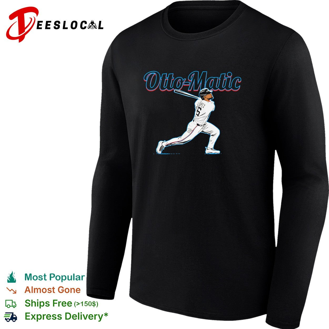 Otto Lopez Otto-matic Miami Marlins MLB slugger swing shirt