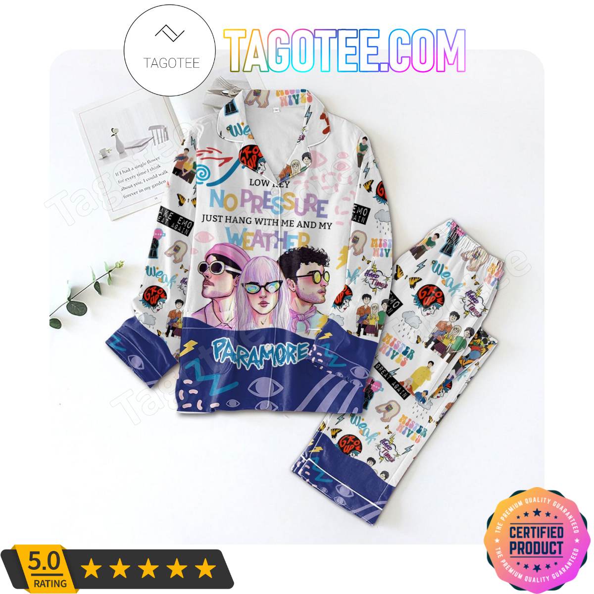 Paramore No Pressure Just Hang With Me And My Weather Pajama Sets Sleepwear