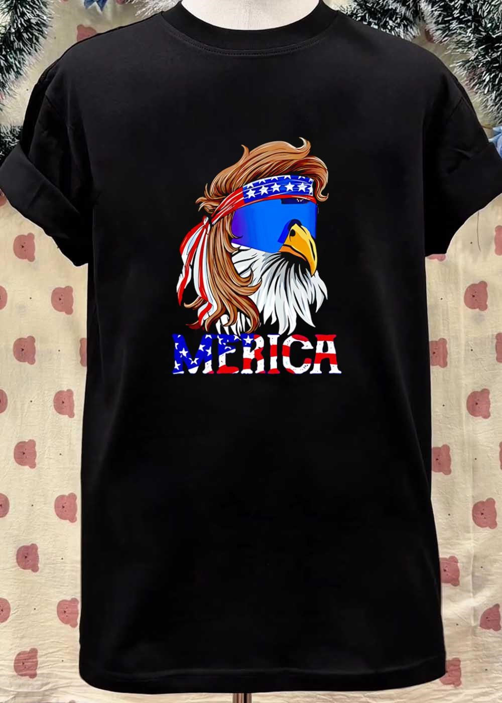 Patriotic Bald Eagle Mullet Sunglasses Merica T-Shirt