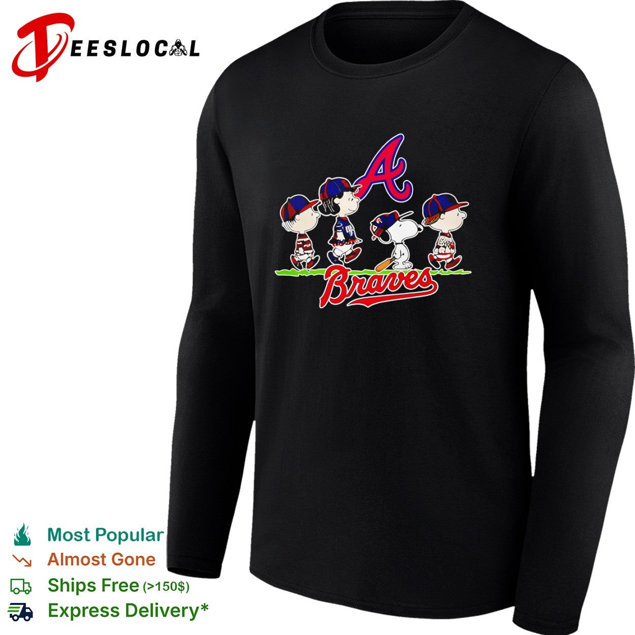 Peanuts Characters Atlanta Braves Baseball shirt