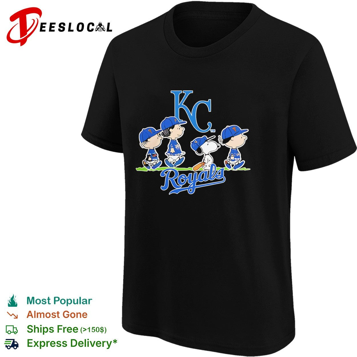 Peanuts Characters Kansas City Royals Baseball shirt