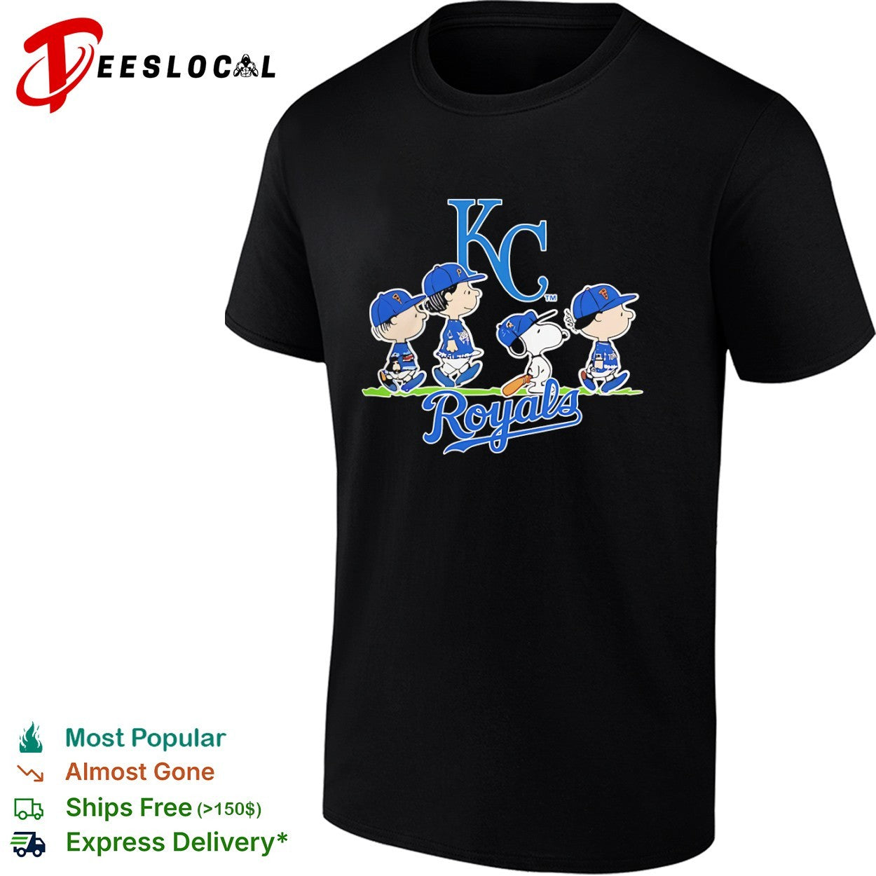 Peanuts Characters Kansas City Royals Baseball shirt