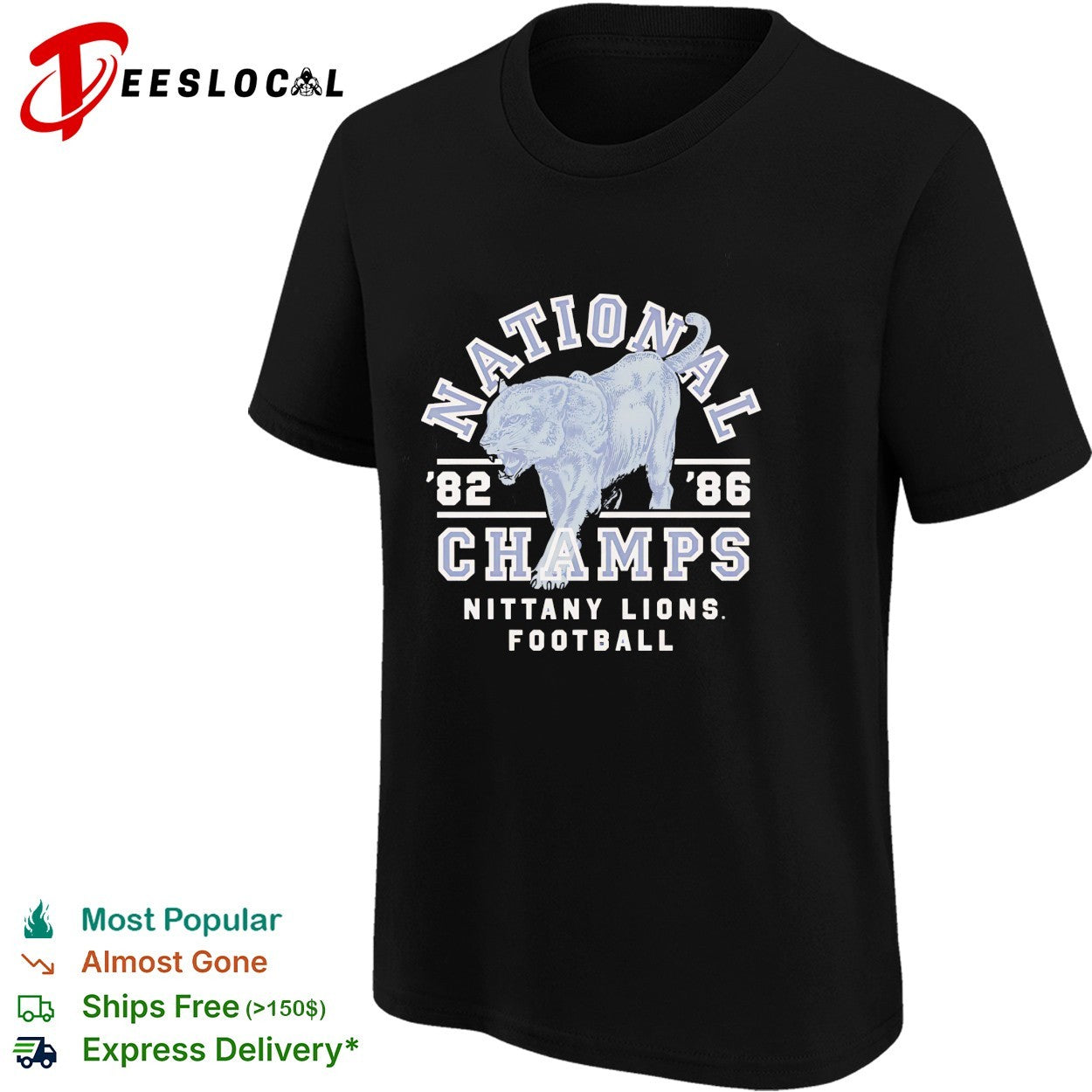 Penn State Nittany Lions national champs 1982 1986 mountain lion football shirt