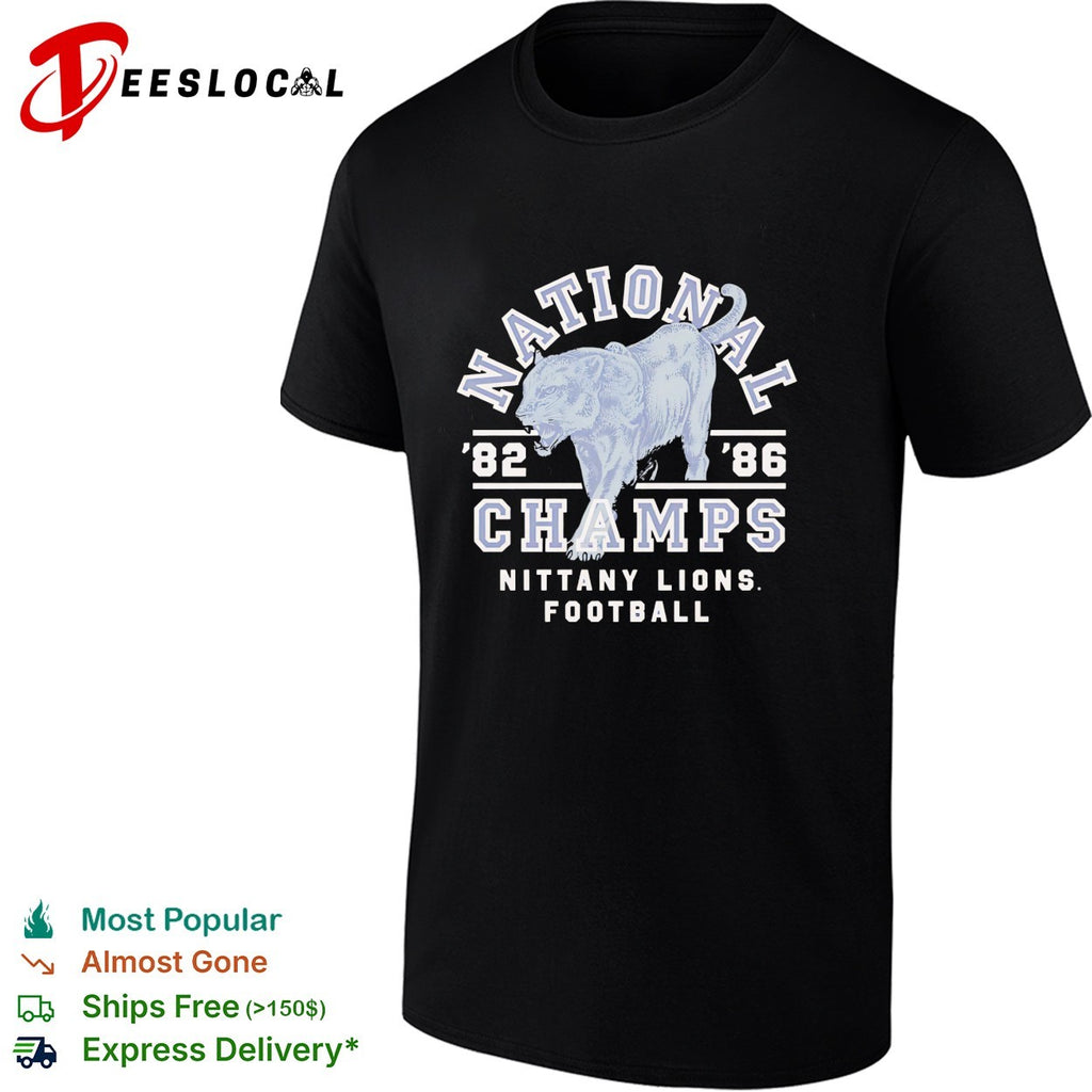 Penn State Nittany Lions national champs 1982 1986 mountain lion football shirt