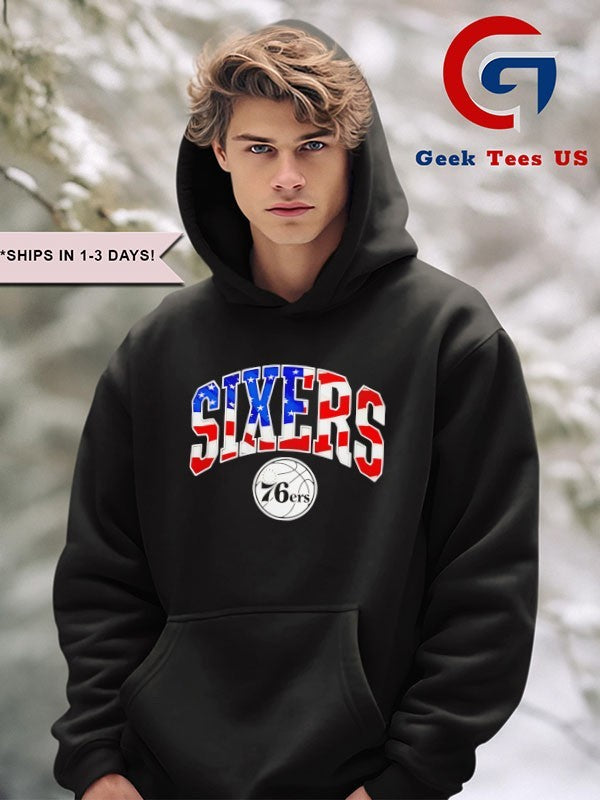 Philadelphia 76ers Sixers American flag NBA Basketball T-shirt