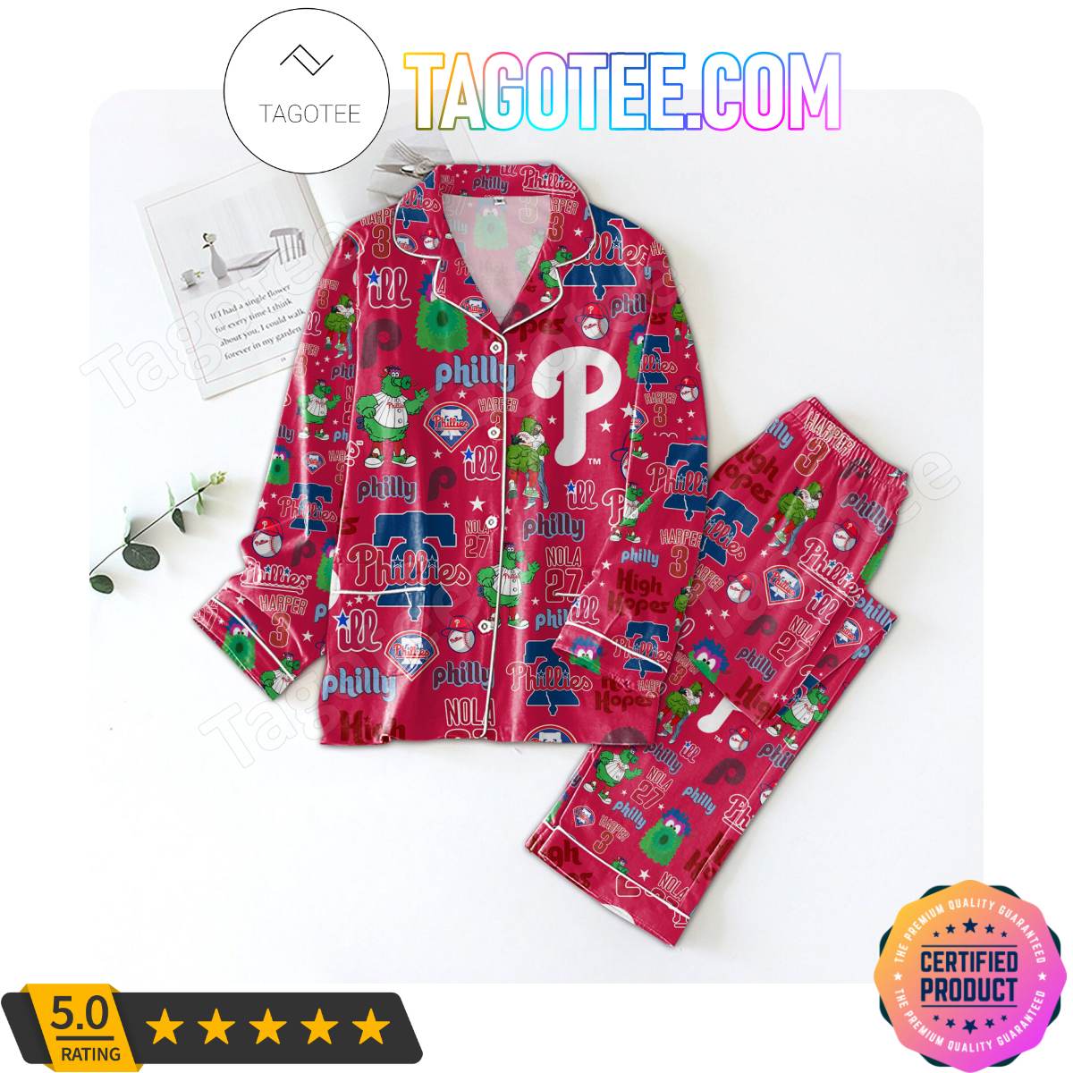 Philadelphia Phillies Baseball Pattern Pajama Sets Sleepwear