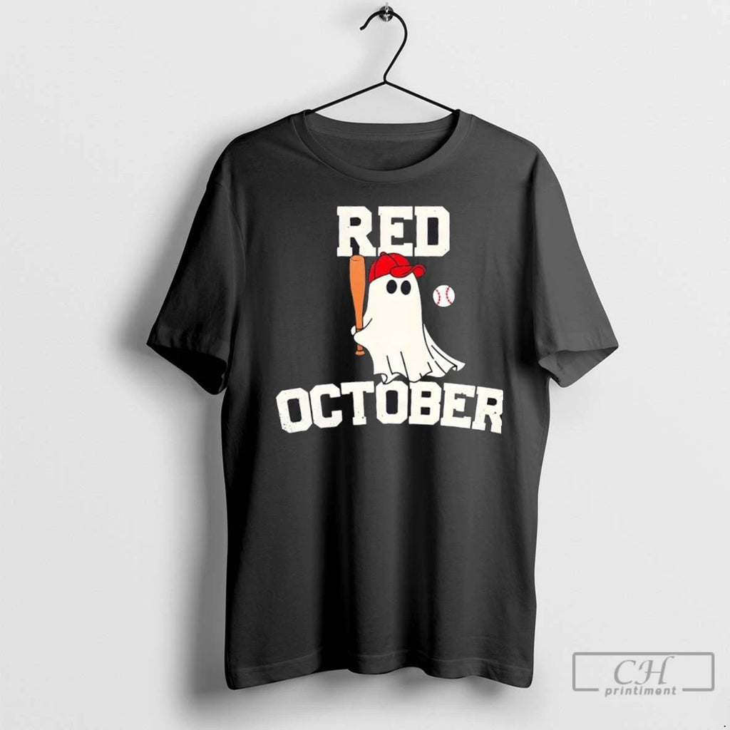 Philadelphia Phillies Red October Halloween Ghost Playing Baseball T Shirts
