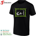 Pooh Shiesty hooded figure smoking cigarette gothic border repeated text logo shirt