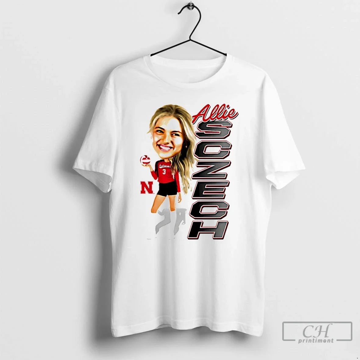 Premium Allie Sczech Nebraska Volleyball Caricature T Shirts Unisex , , , Long Sleeve Tee
