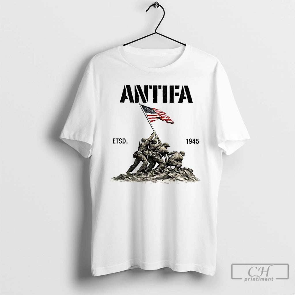 Premium American Flag Veterans Antifa Estd 1945