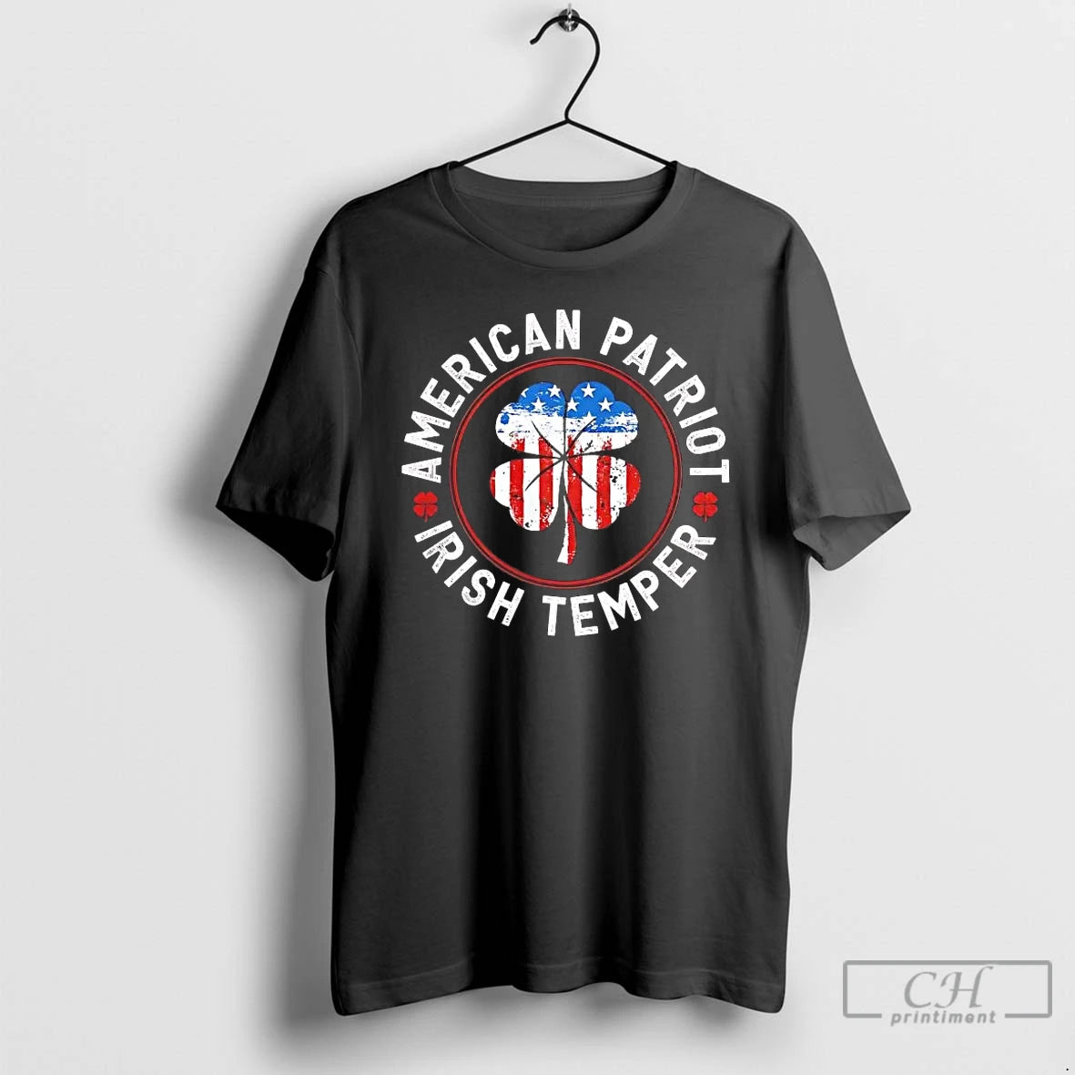 Premium American Patriot Irish Temper Shamrock American Flag St Patricks Day Tee T Shirts Sweater