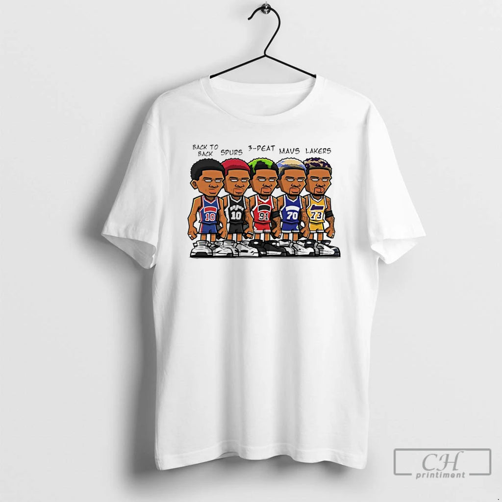 Premium Back To Back Spurs 3peat Mavs Lakers Nba Player Cartoon