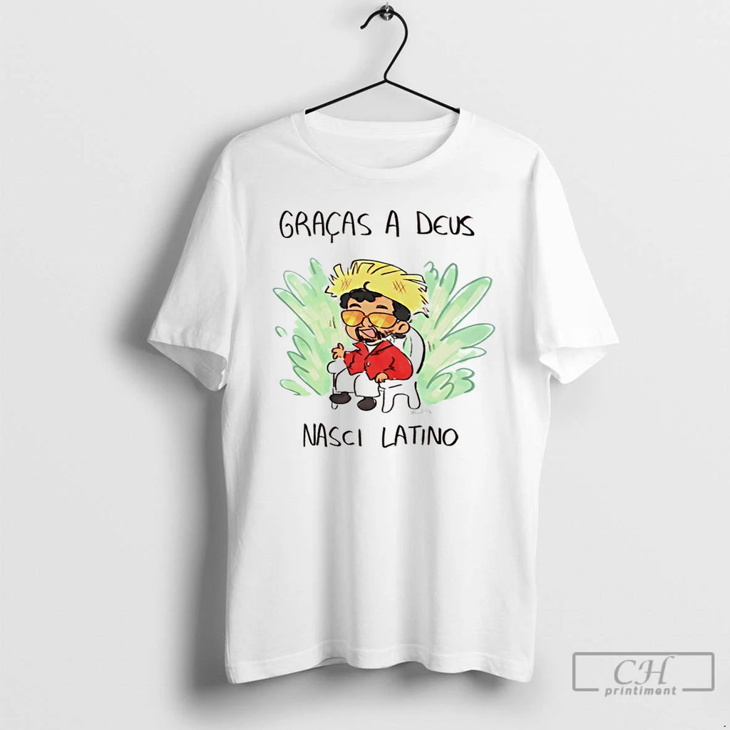 Premium Bad Bunny Gracas A Deus Nasci Latino Art