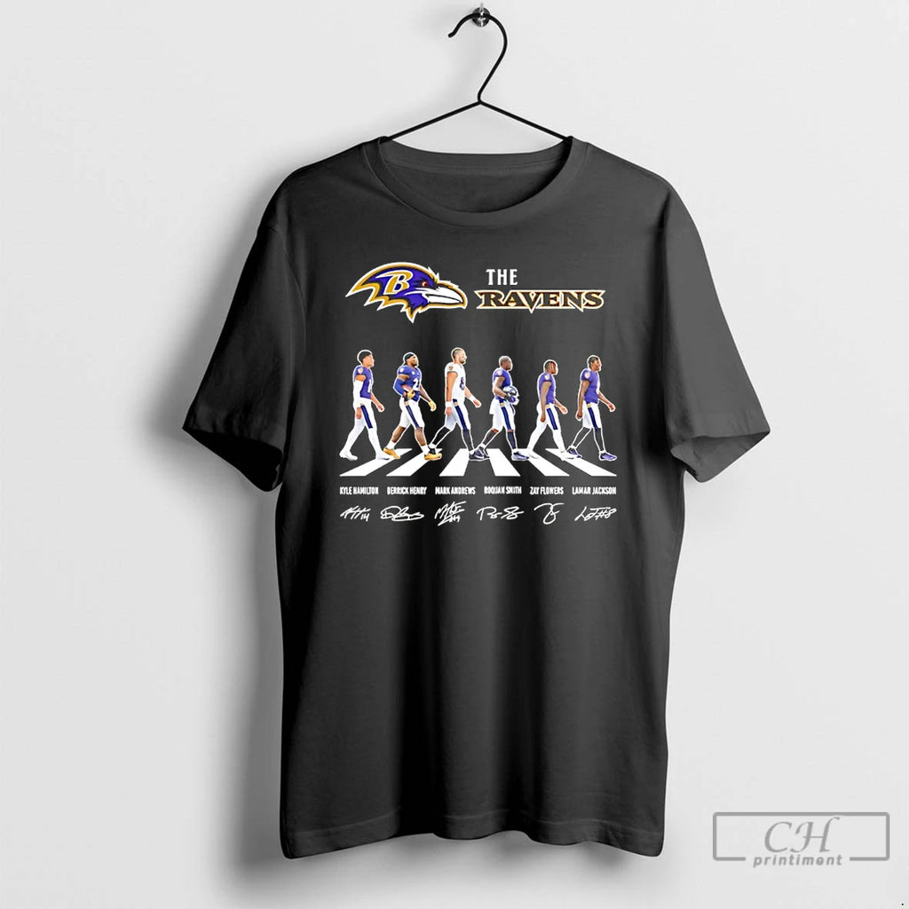 Premium Baltimore Ravens Players Walking Abbey Road Signatures