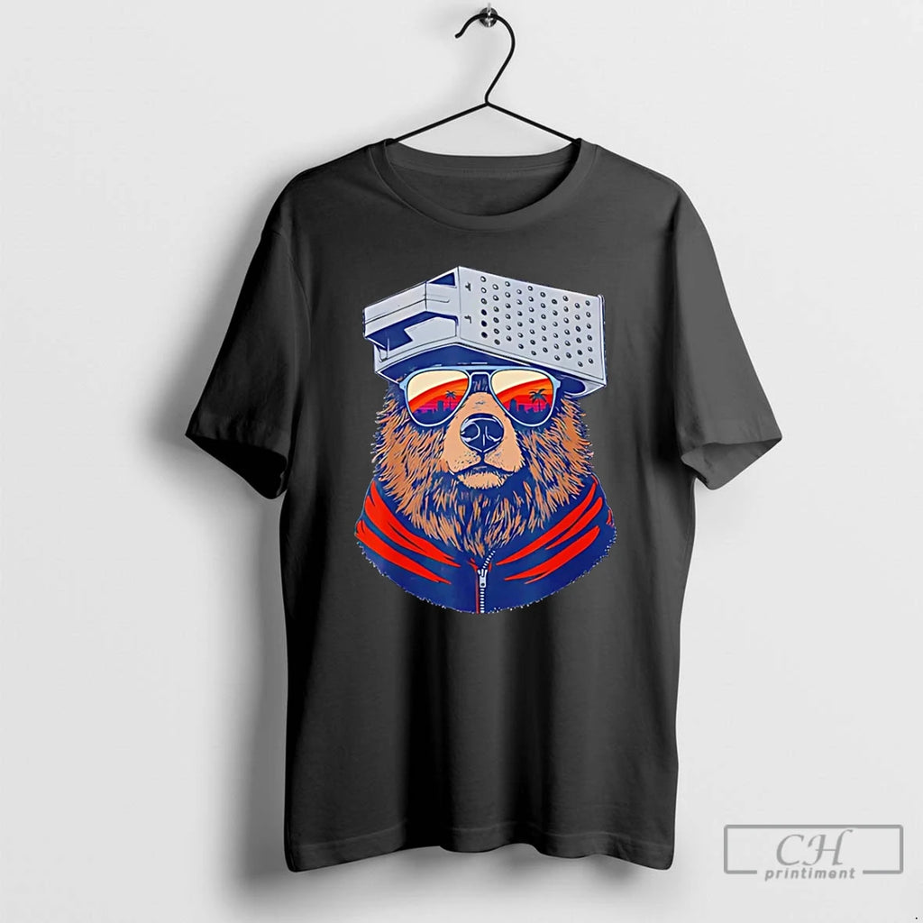 Premium Bear With Cheese Grater Hat And Sunglasses Sunset