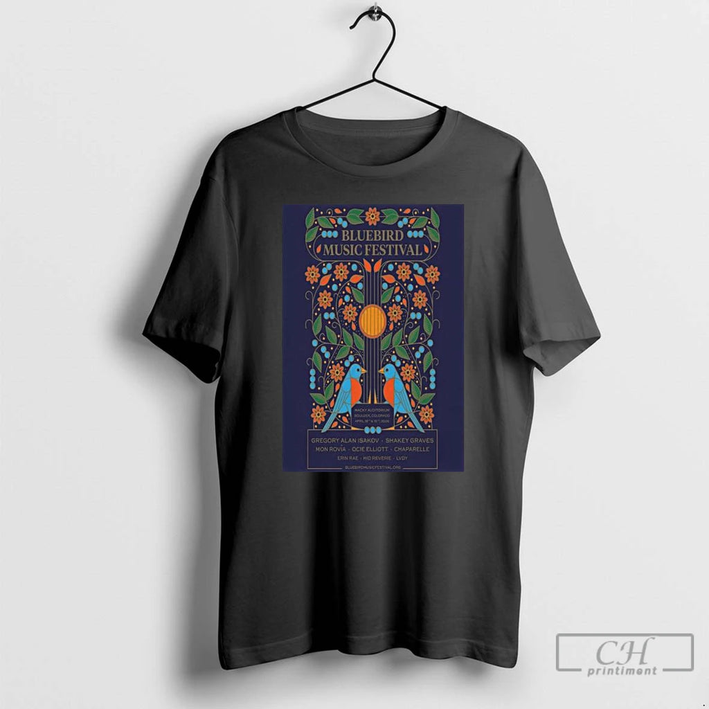 Premium Bluebird Music Festival Apr 18 19 2026 Macky Auditorium In Boulder Co T Shirts