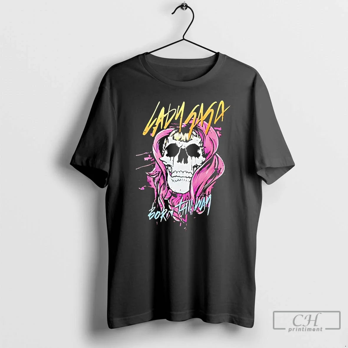 Premium Born This Way Lady Gaga Skull Graphic T Shirts Unisex , , , Long Sleeve Tee