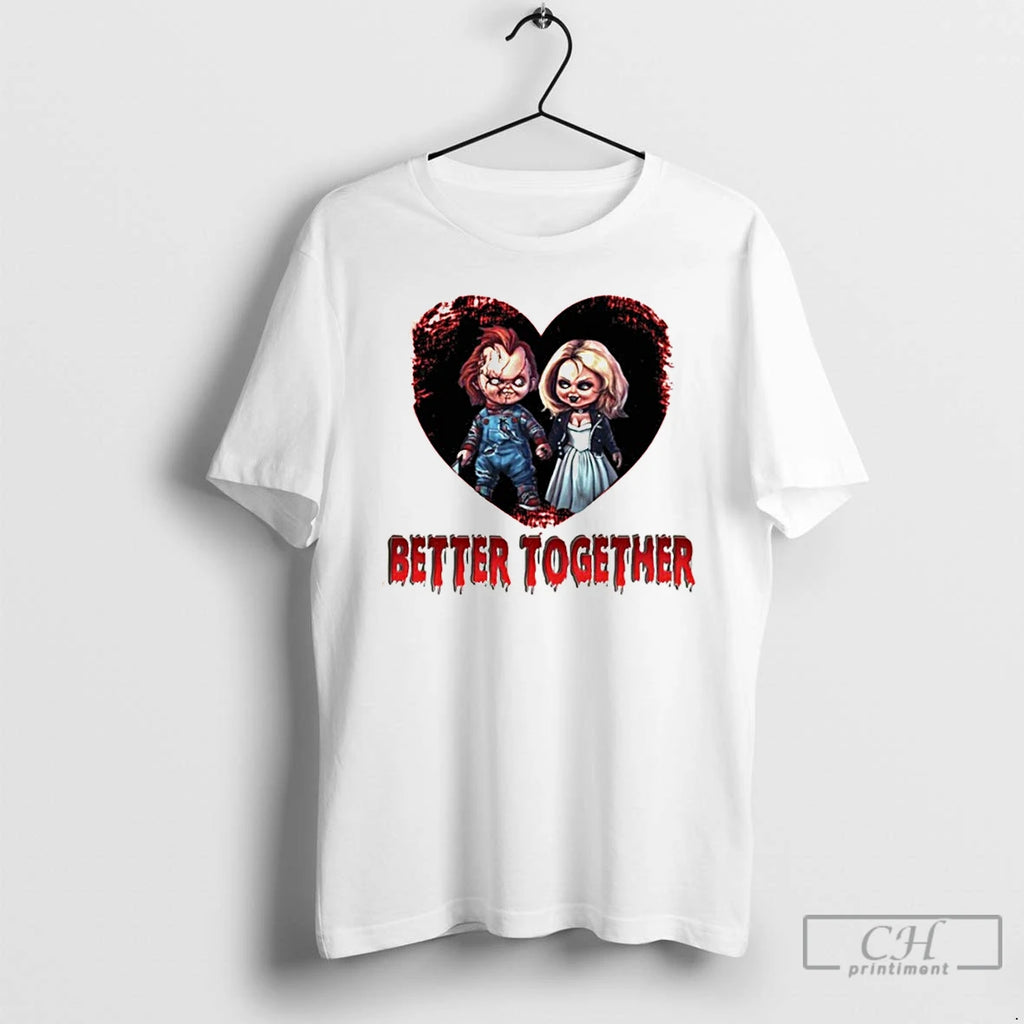 Premium Chucky And Bride Couple Honey Moon Horror Movie Character Better Together T Shirts Sweater