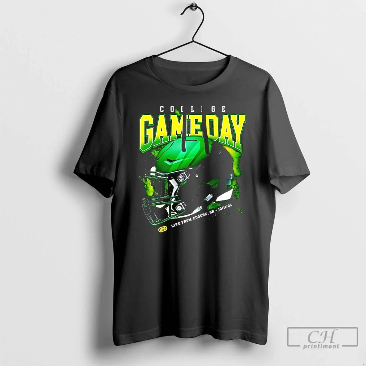 Premium College Gameday Green Football Helmet October Live From Eugenr Or Oct 11st 2025 Unisex , , , Long Sleeve Tee