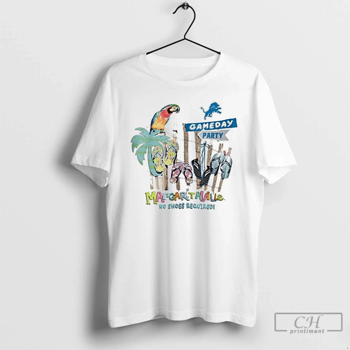 Premium Detroit Lions Gameday Party Margaritaville No Shoes Required T Shirts Unisex , , , Long Sleeve Tee