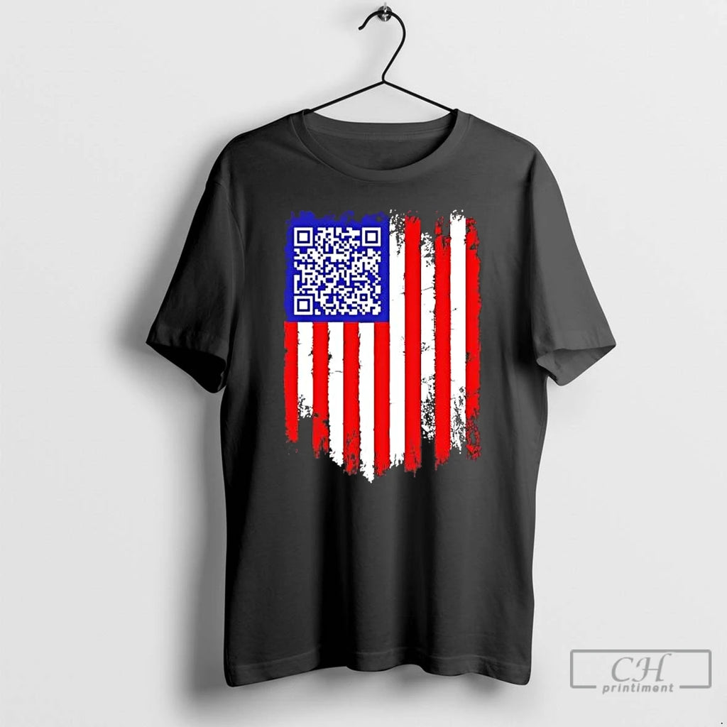 Premium Distressed American Flag Qr Code