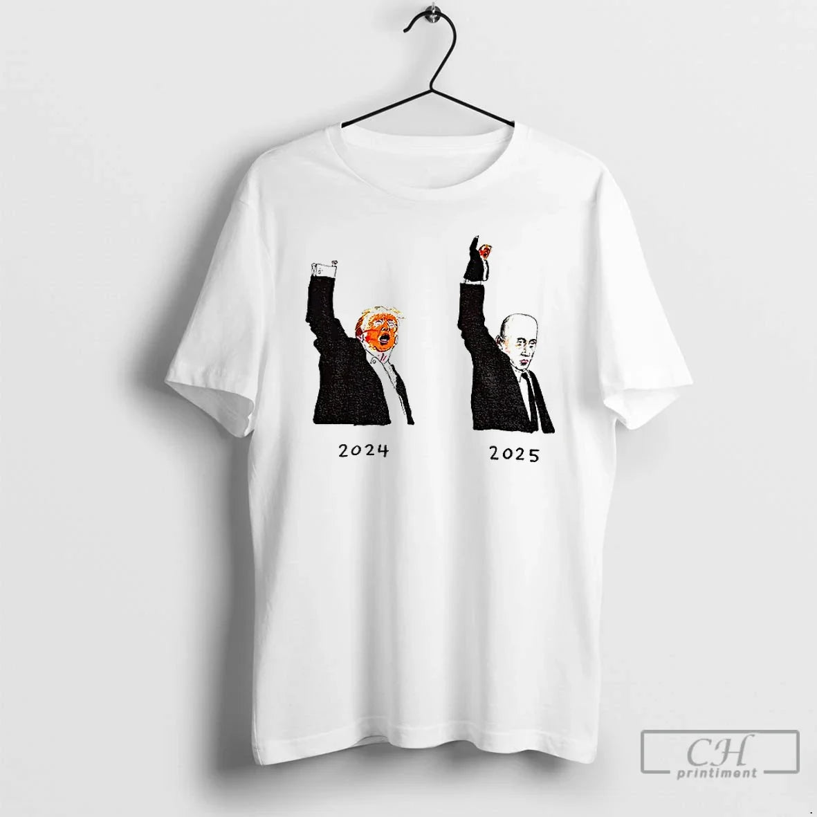 Premium Donald Trump 2024 And Vladimir Putin 2025 Caricature Political Art T Shirts Unisex , , , Long Sleeve Tee
