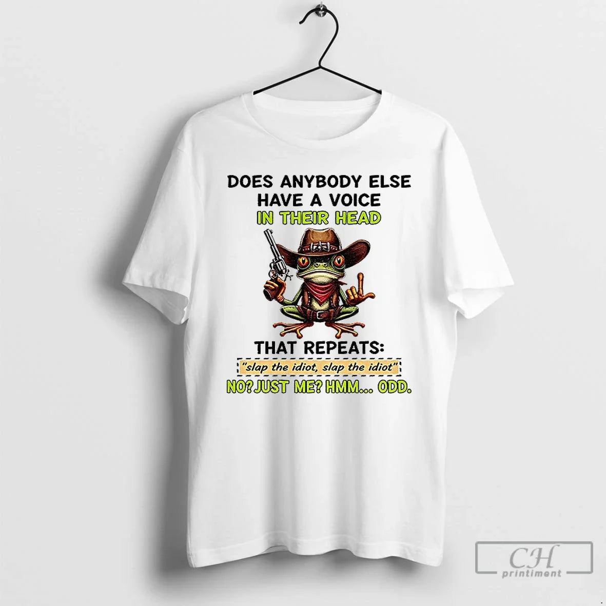 Premium Frog Holding Gun Does Anybody Else Have A Voice In Their Head That Repeats Unisex , , , Long Sleeve Tee