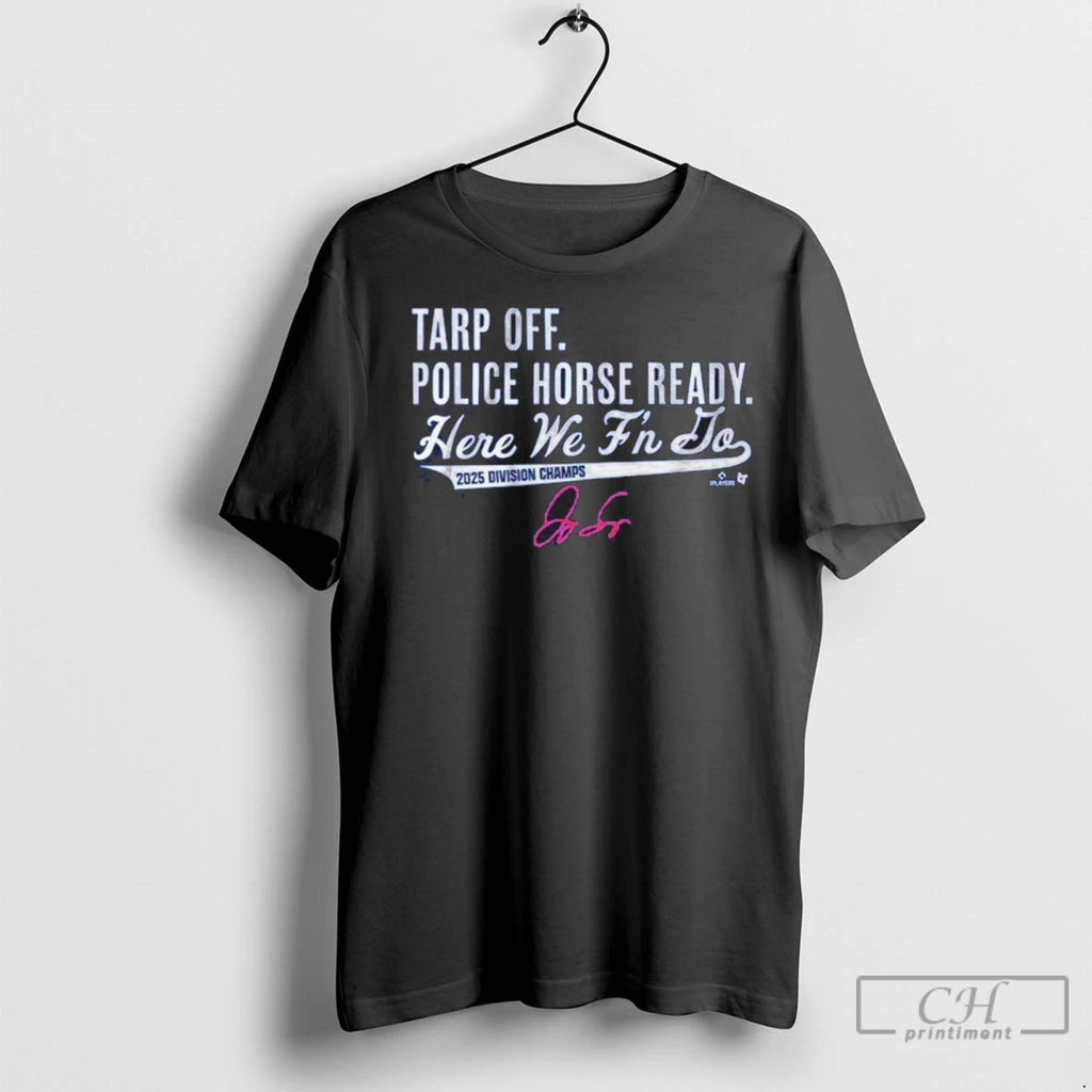 Premium George Springer Tarp Off Police Horse Ready