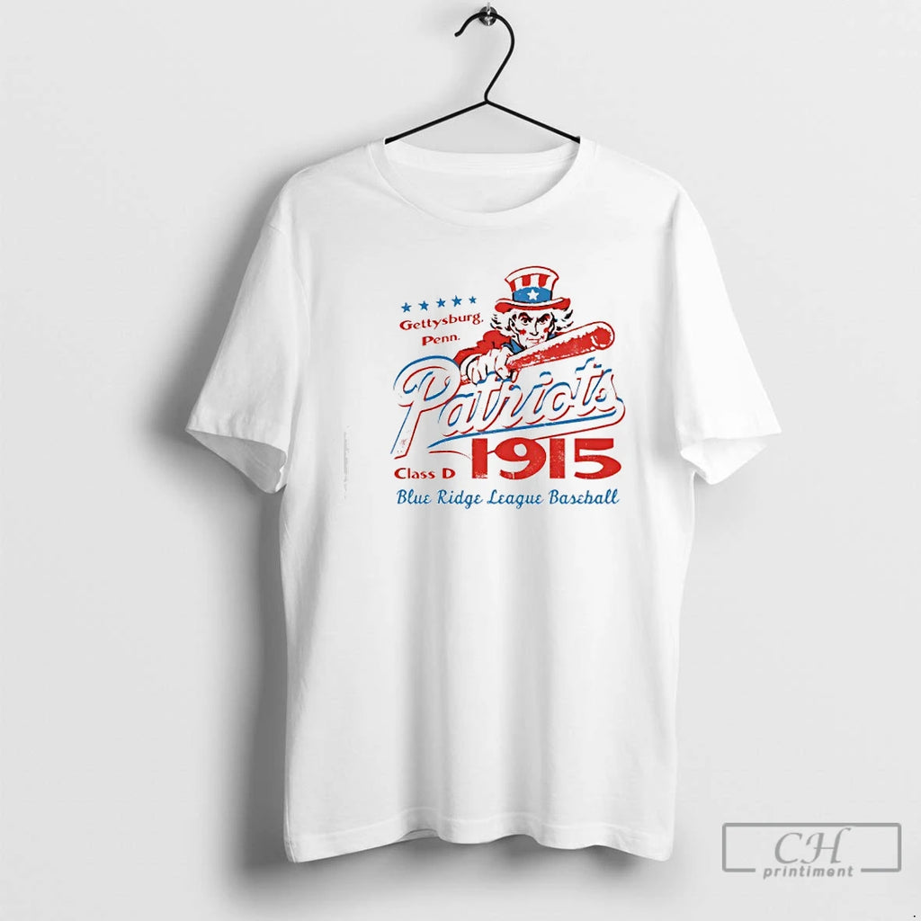 Premium Gettysburg Penn Patriots Blue Ridge League Baseball Class D 1915 Vintage T Shirts Sweater