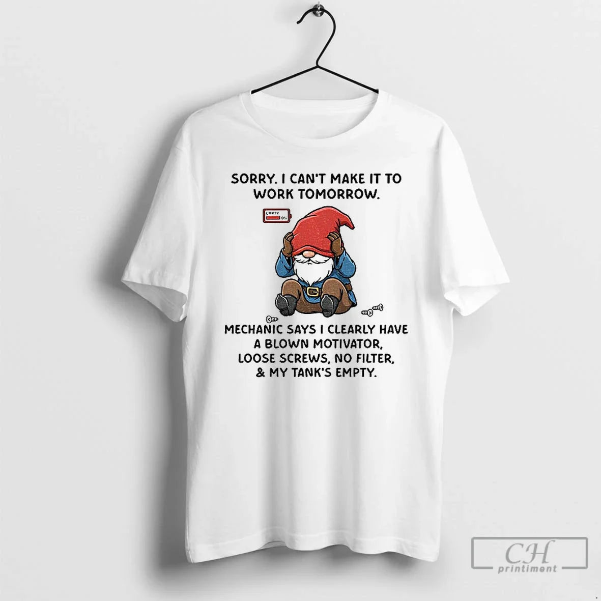 Premium Gnome Sorry I Cant Make It To Work Tomorrow Mechanic Says I Clearly Have Unisex , , , Long Sleeve Tee