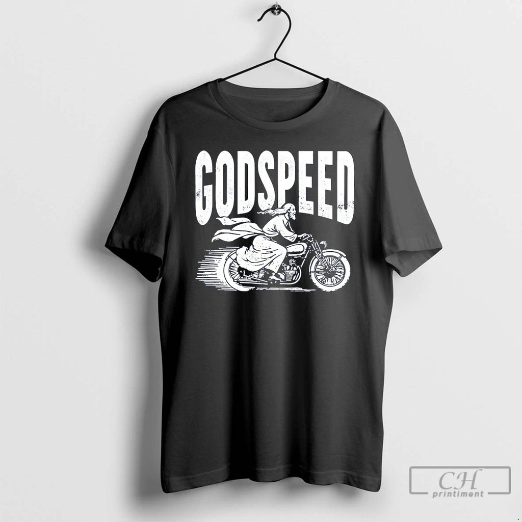 Premium Godspeed Jesus On A Motorcycle Christian Vintage