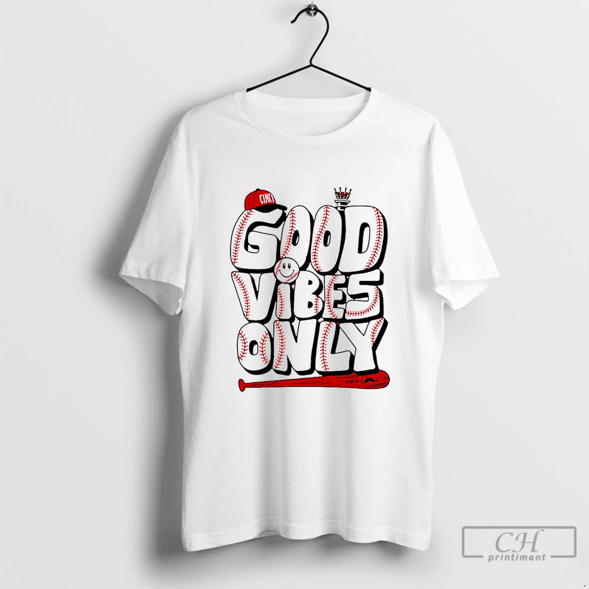 Premium Good Vibes Only Cincinnati Baseball King