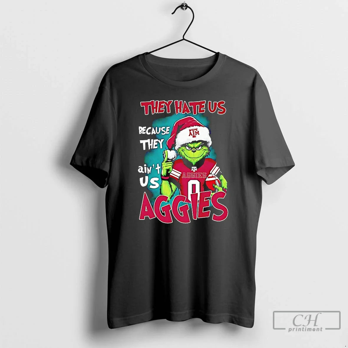 Premium Grinch They Hate Us Because They Aint Us Texas Am Aggies Christmas T Shirts Unisex , , , Long Sleeve Tee