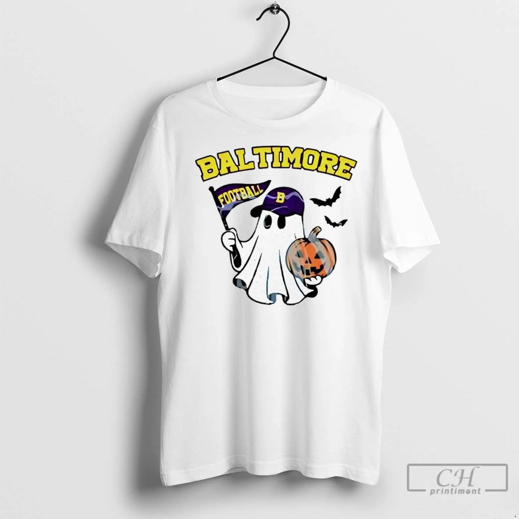 Premium Halloween Ghost Baltimore Ravens Football Flag Pumpkin