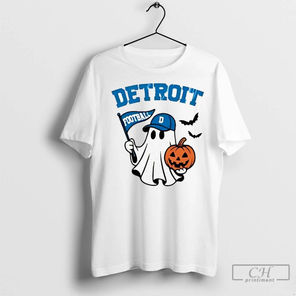 Premium Halloween Ghost Detroit Lions Football Flag Pumpkin