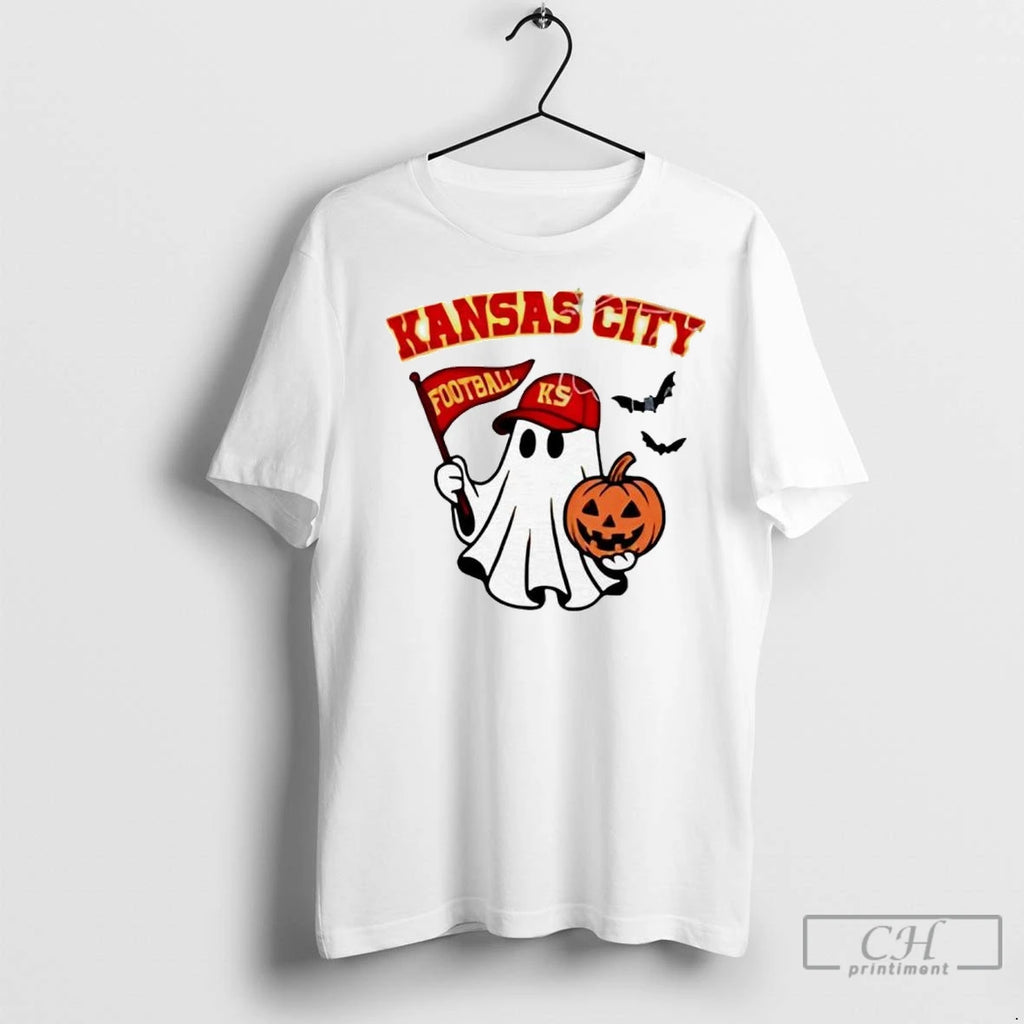 Premium Halloween Ghost Kansas City Chiefs Football Flag Pumpkin