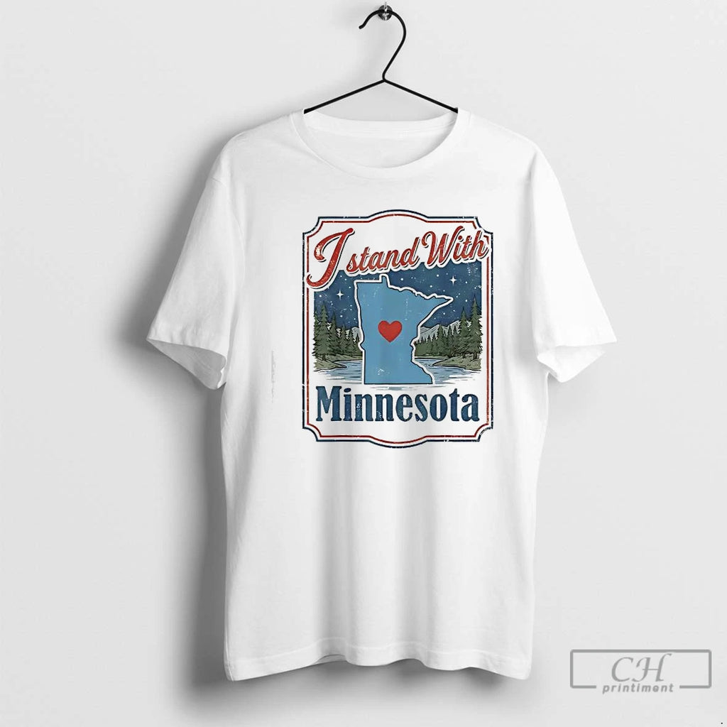 Premium I Stand With Minnesota Retro Map